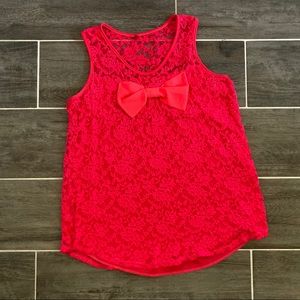 🌸5/$15🌸 Neon Pink Lacey Top with Bow